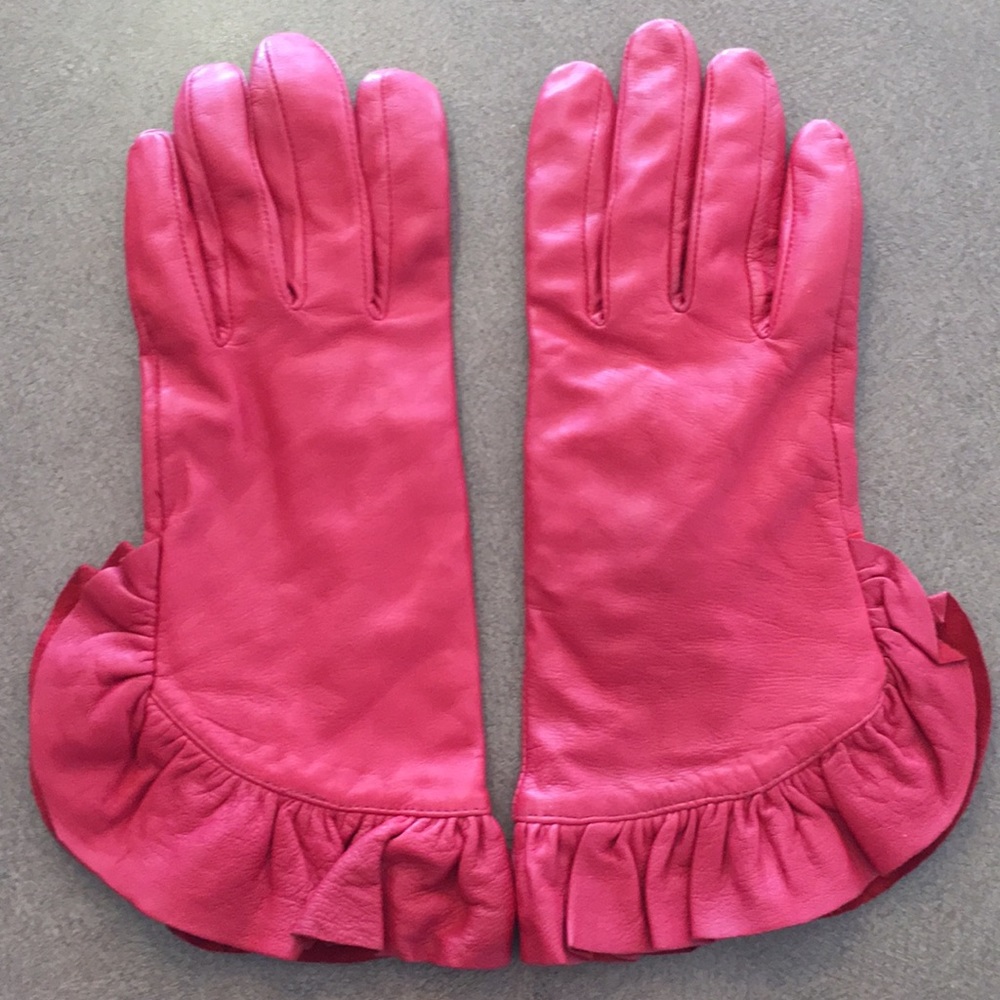 100% Leather Red Gloves